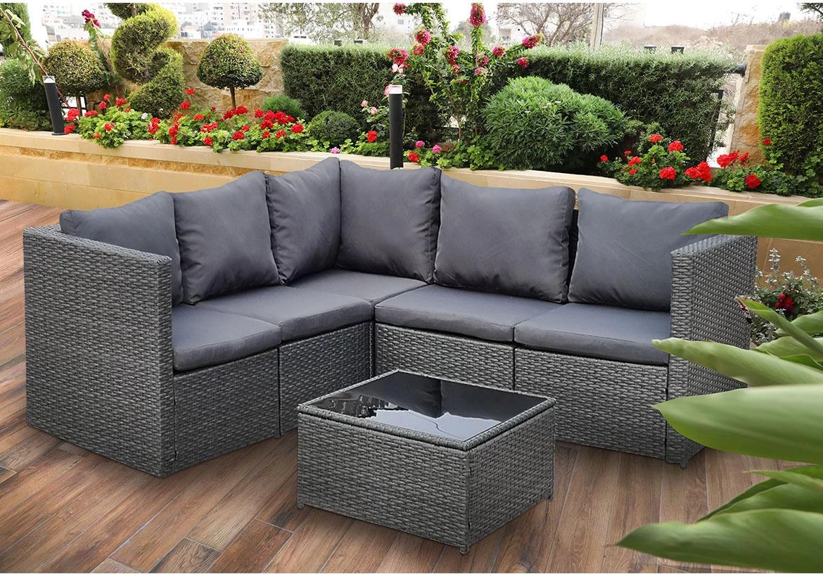 Sofia baštenska garnitura od veštackog ratana sive boje