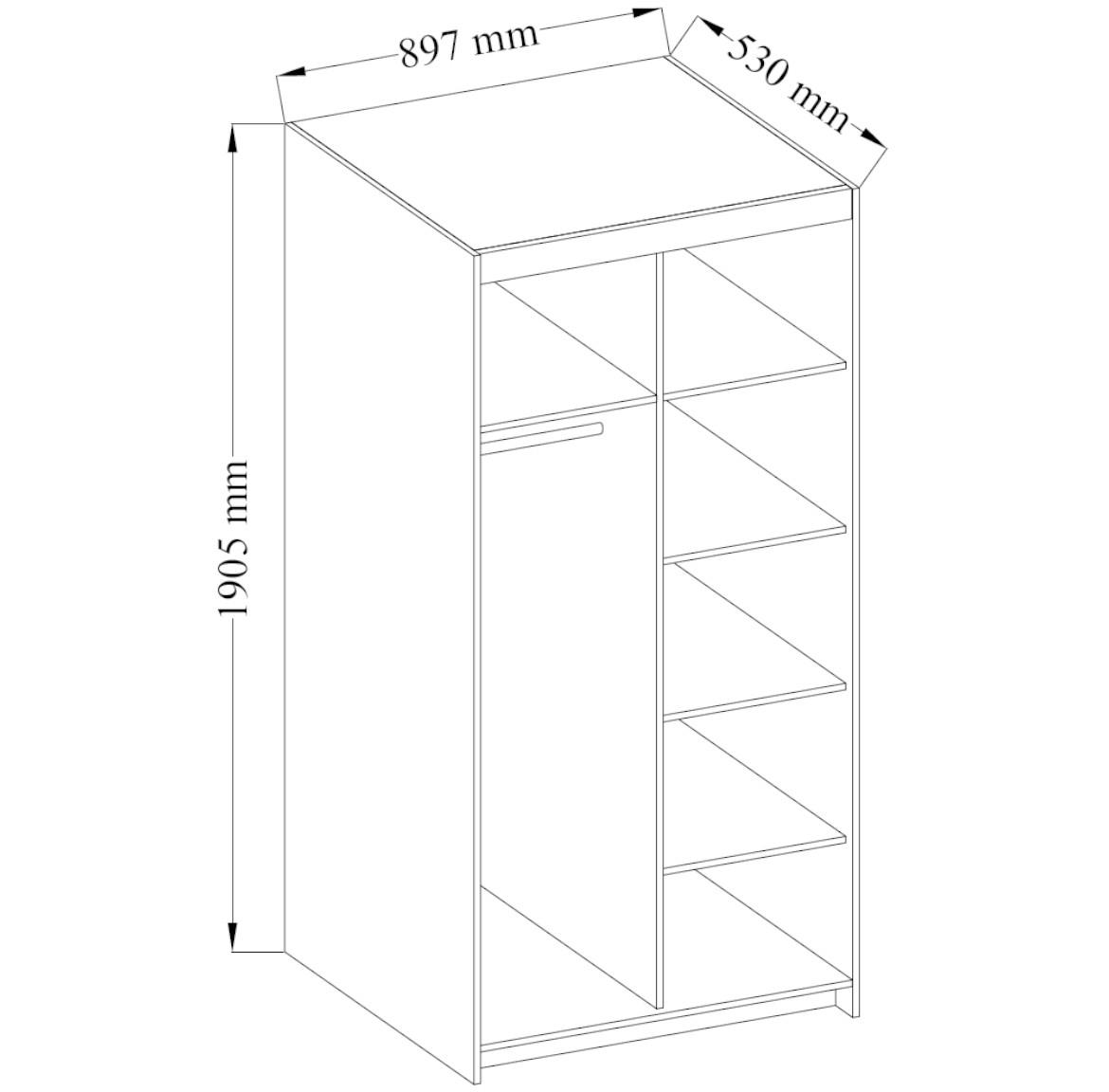 Ormar Elena 2 vrata 90x53x190 cm natur (sonoma hrast)