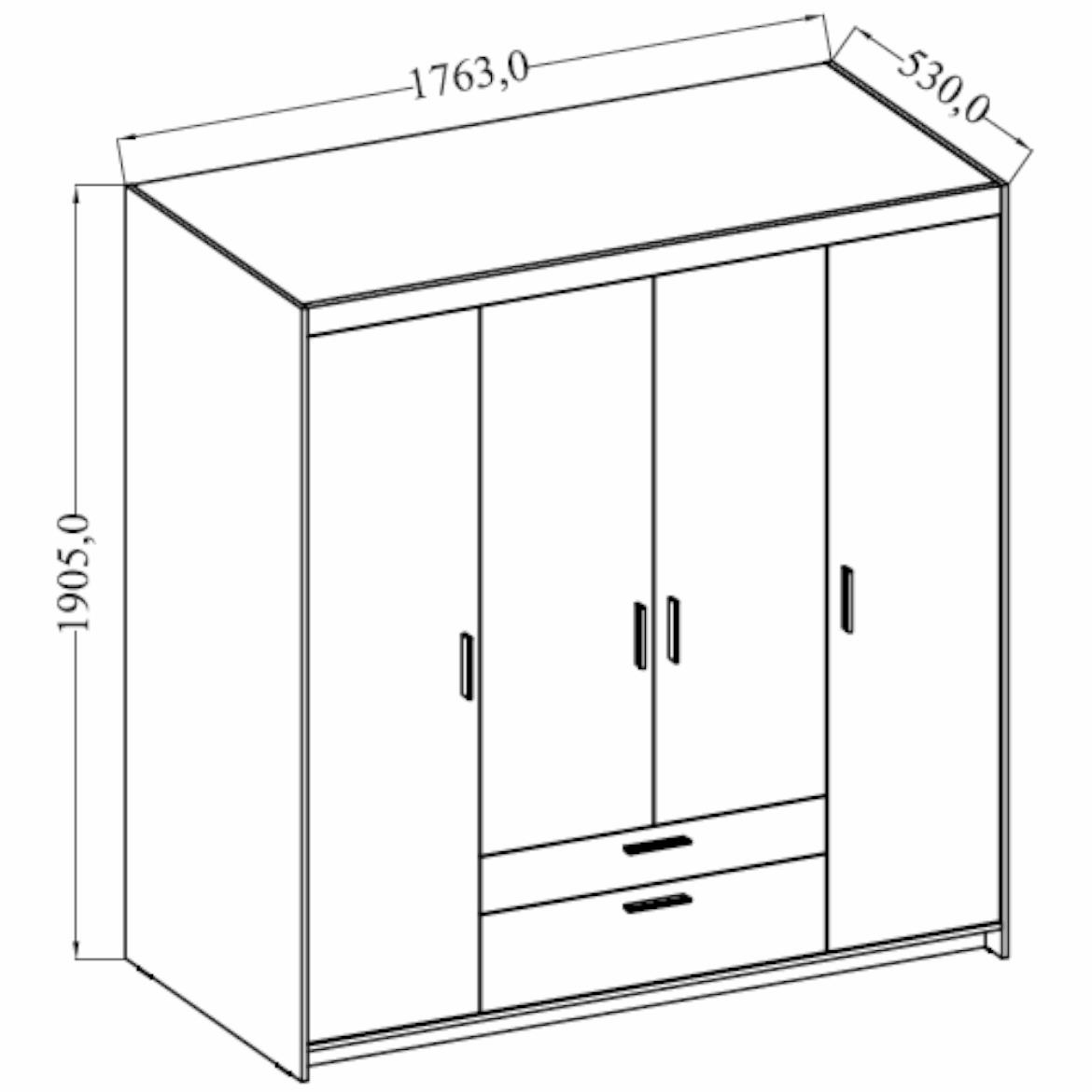 Ormar Elena 4 vrata+2 fioke 176,3x43x190,5 cm natur (sonoma hrast)