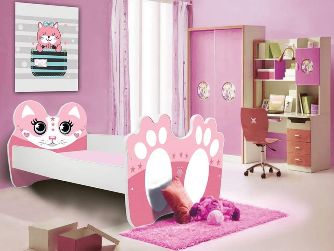 Decji krevet Bear 144x78x58 cm beli/ roze medved