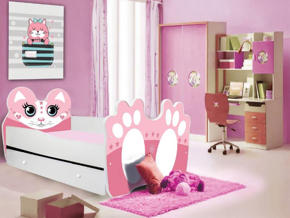 Decji krevet Bear 144x78x58 cm beli/ roze medved