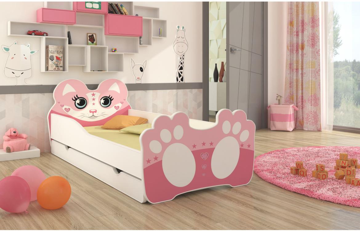 Decji krevet Bear 144x78x58 cm beli/ roze medved