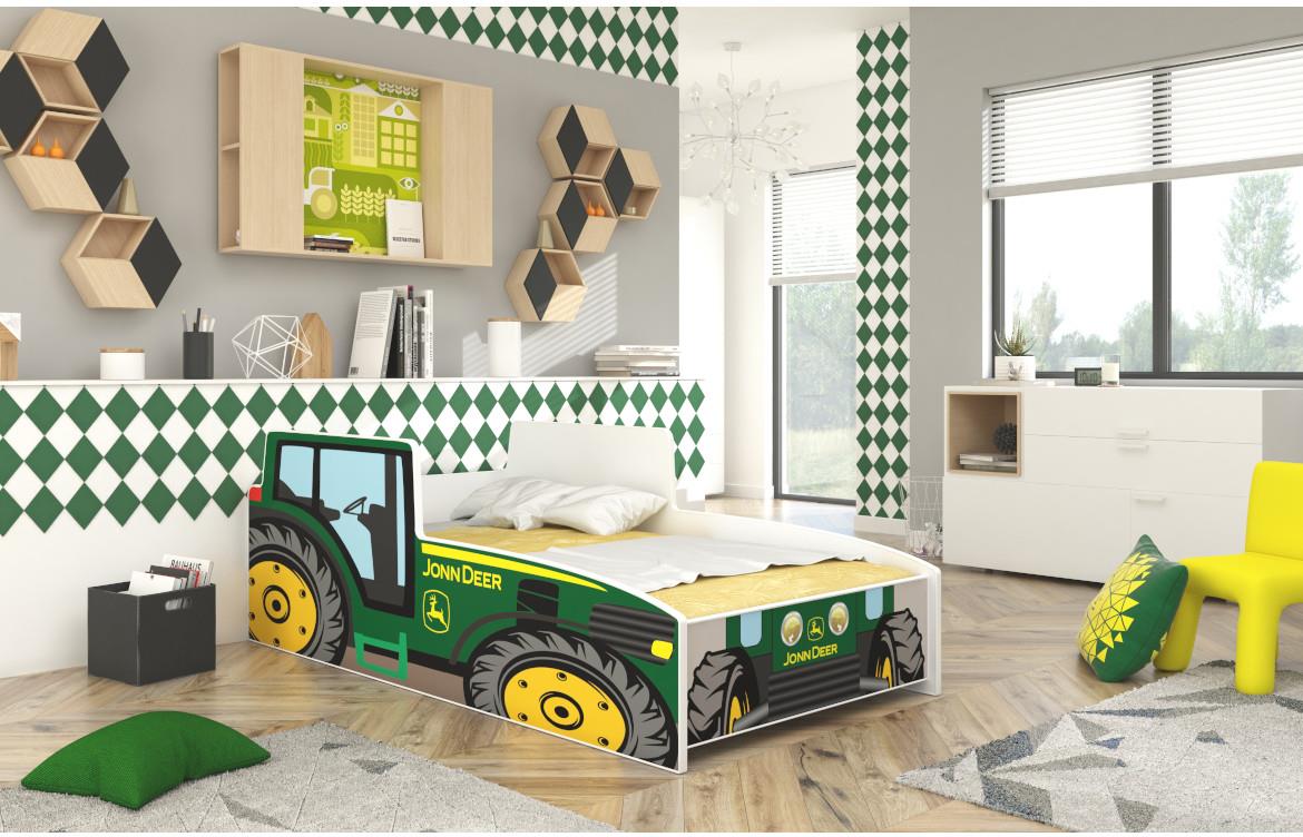 Traktor djecji krevet 144x78x58 cm zeleni/motiv traktora