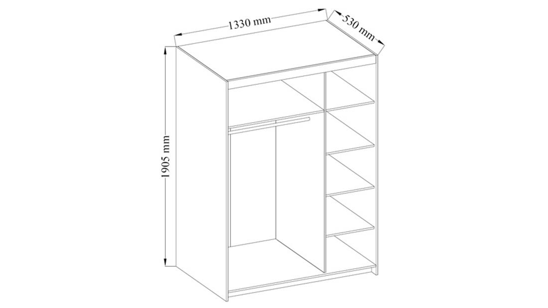 Ormar Elena 3 vrata 133x53x190 cm natur/ogledalo