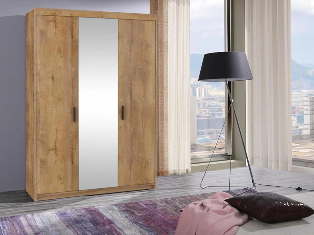 Ormar Elena 3 vrata 133x53x190 cm tamni hrast/ogledalo