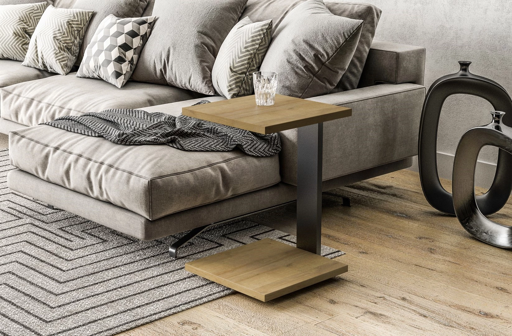 Klub sto Saturn 40x40x51 cm hrast riviera/crni metal