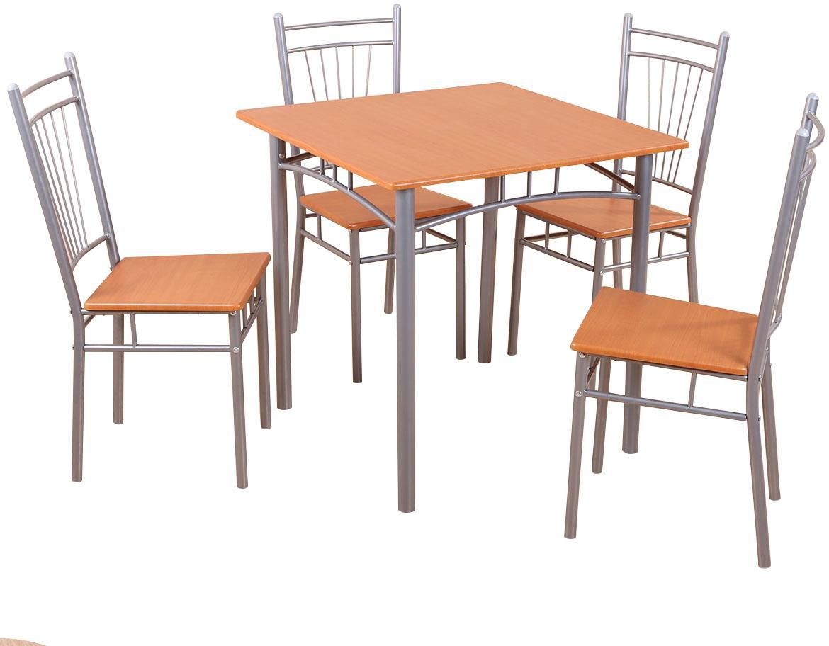 Dorota blagovaonski set stol+4 stolice metal/natur
