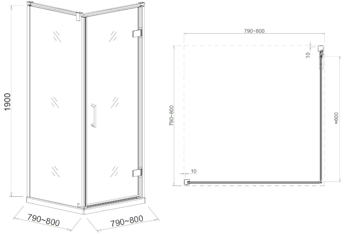 Tuš kabina Maja 80x80x190 hrom/providno