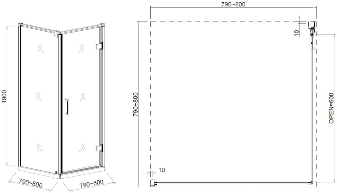 Tuš kabina Maja 80x80x190 crna