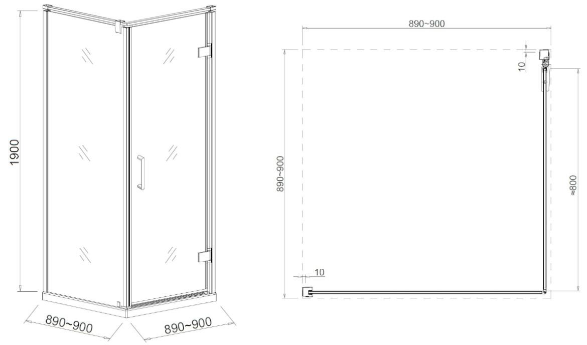 Tuš kabina Maja 90x90x190 hrom/providno