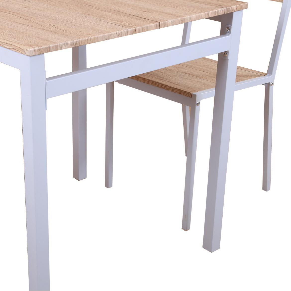 Arabica blagovaonski set stol+2 stolice bijela metal/natur