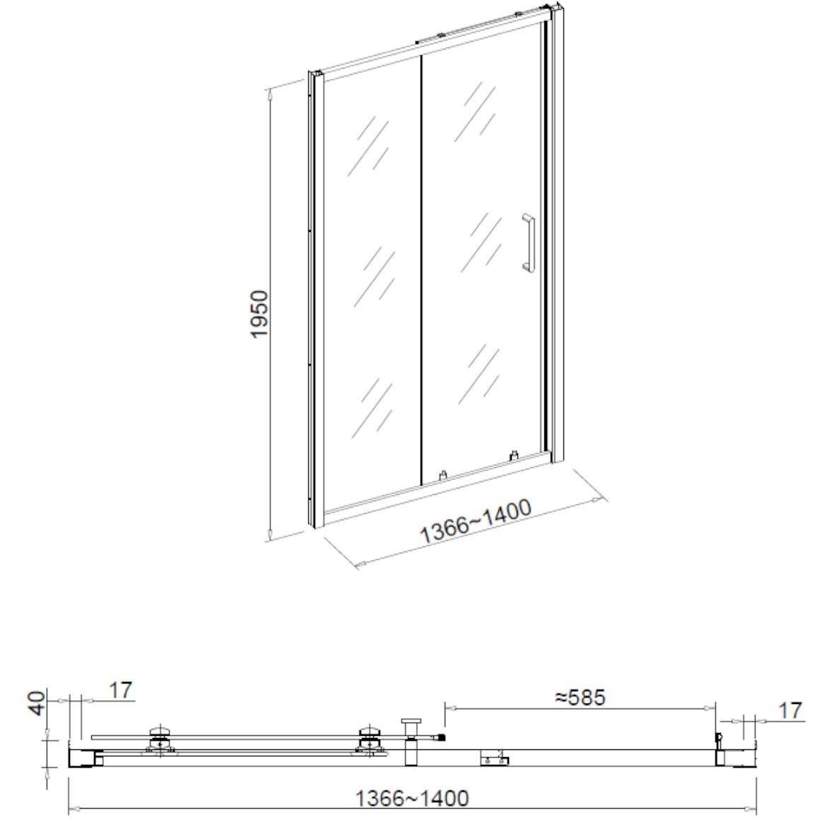 Tuš vrata Patio 140X195 crni profil