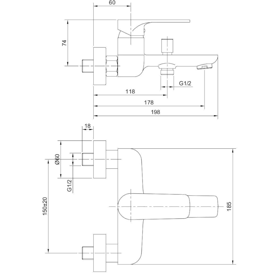 Aqua Mercado Gemini slavina za kadu inox
