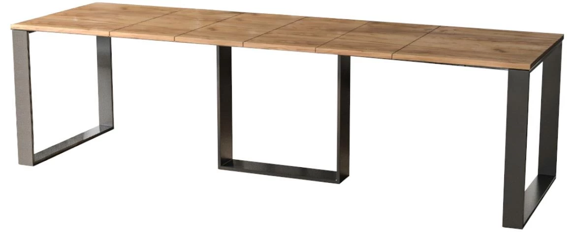 Trpezarijski sto Borys 130(210)x80x76 cm hrast/crni metal