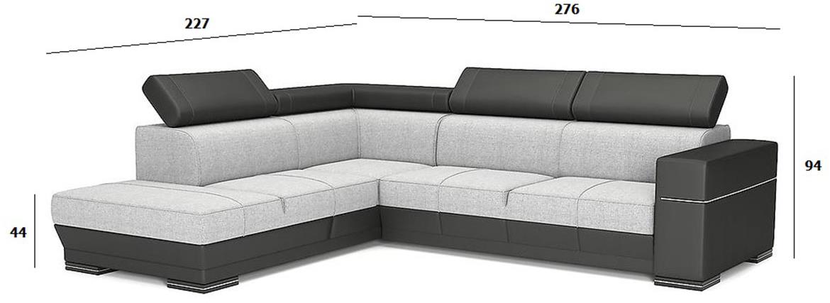 Paris ugaona garnitura s ležajem i prostorom za odlaganje 276x227x94 leva Pecos-16 + Cayenne 20