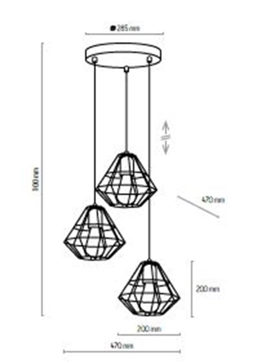 Viseca lampa Diamond 3 34x100cm siva