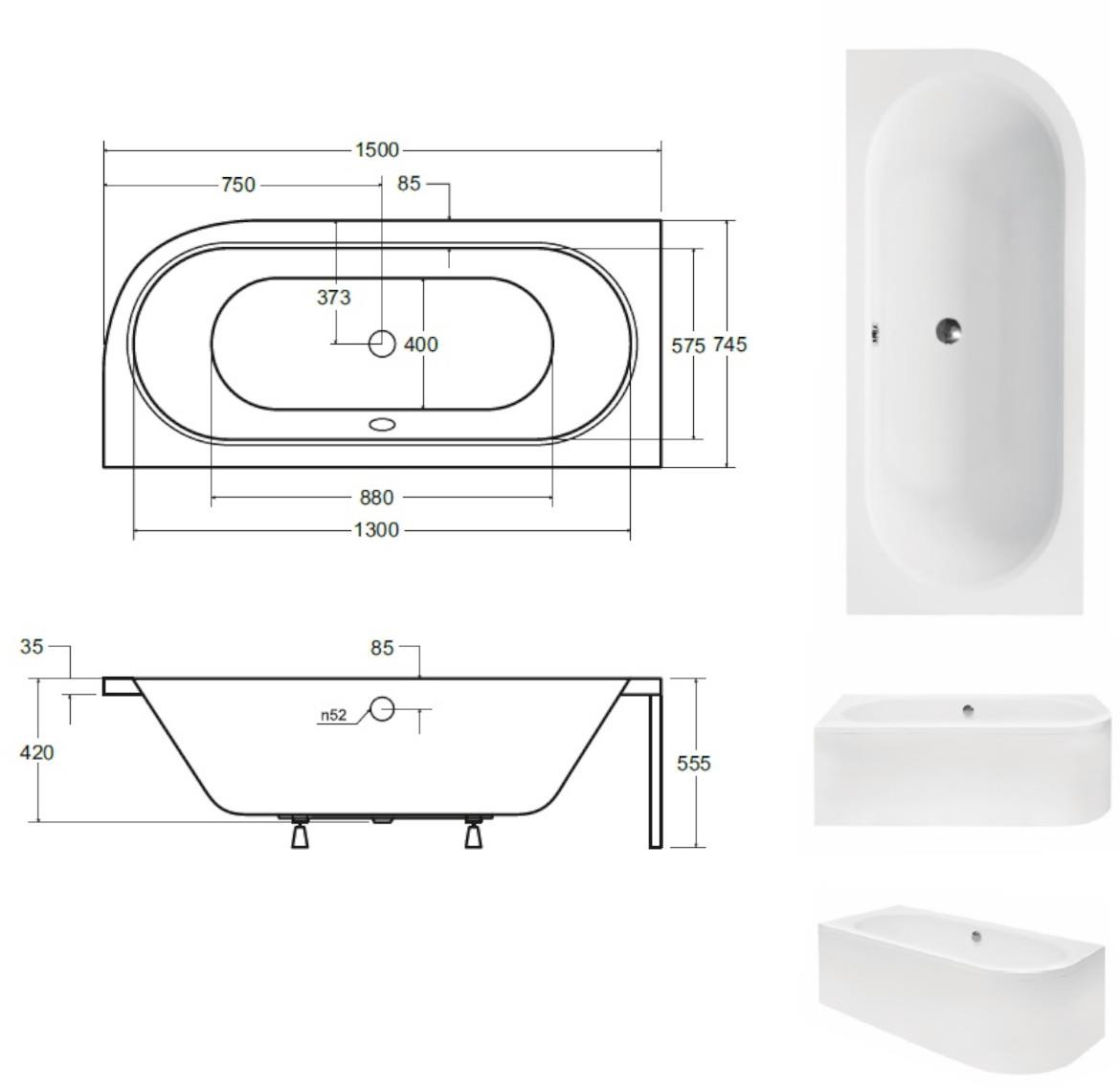 Kada Avita 150X75 leva + noge