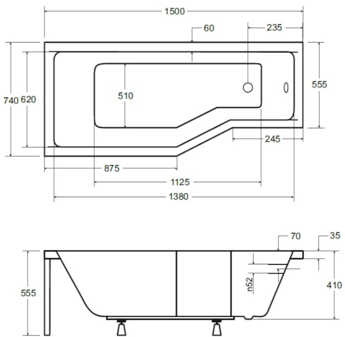 Kada Integra 150X75 leva + paravan