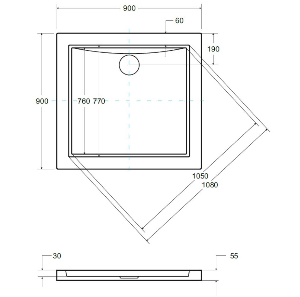 Tuš kada Aquarius slimline 90X90