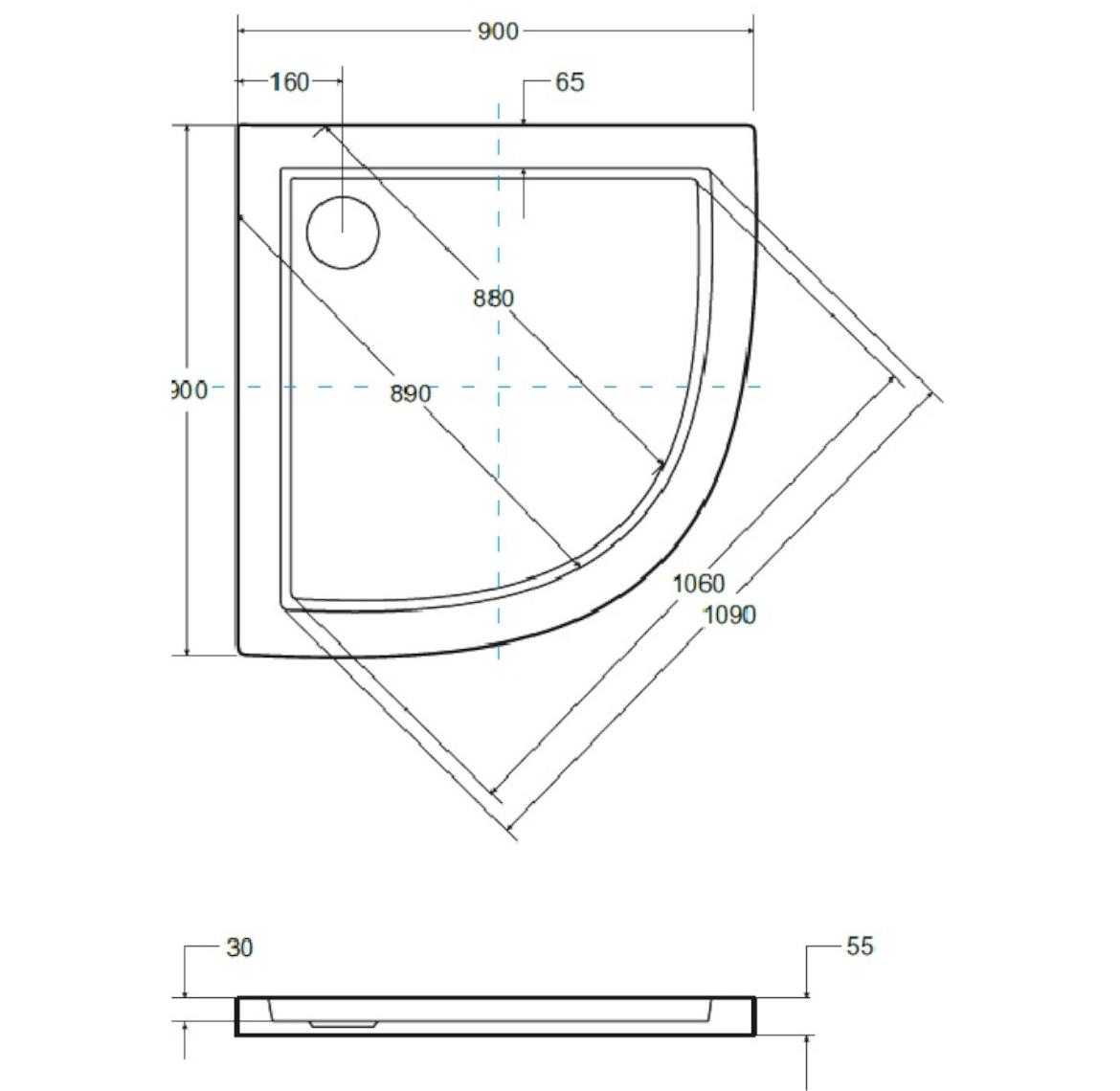 Tuš kada Aron slimline 90X90X3