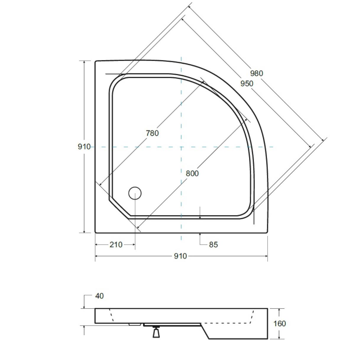 Tuš kada Alex 90X90X4/16