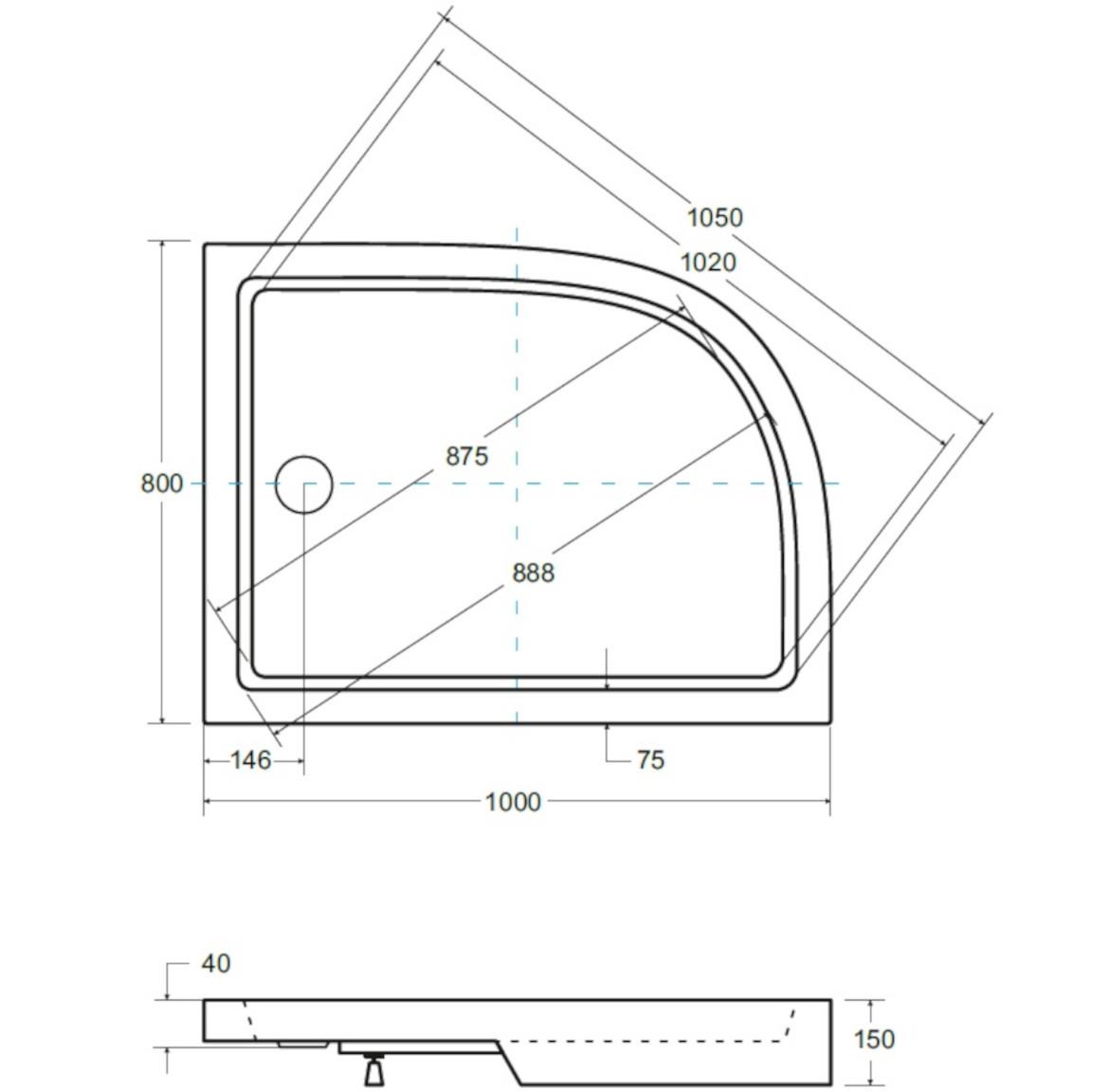 Tuš kada Saturn 100X80X4/16