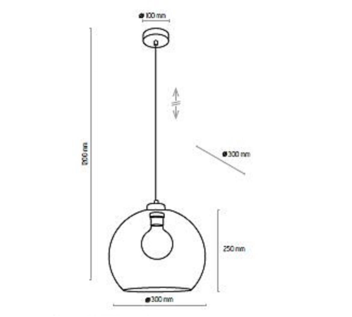 Viseca lampa Cubus 1 crna sivo staklo