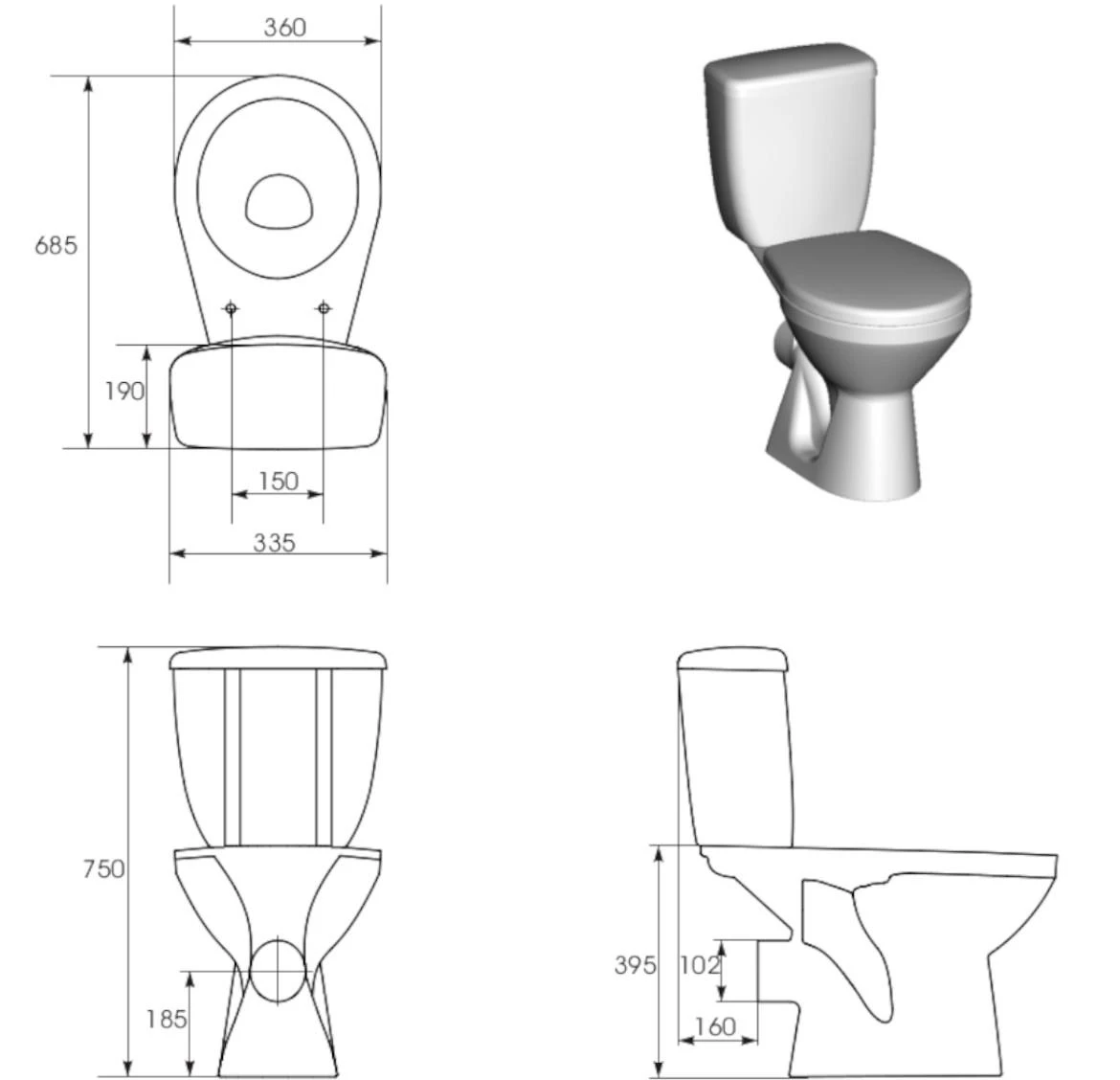 WC monoblok Gray 373