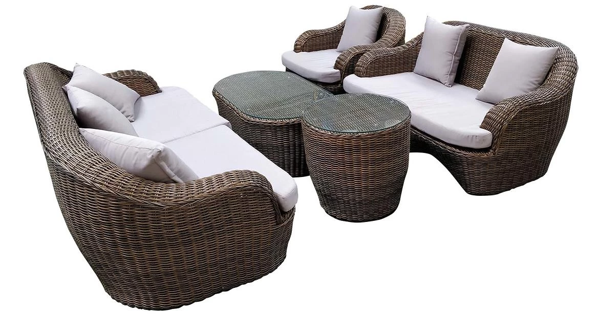 Rodos baštenska garnitura od veštackog ratana braon/bež jastuka