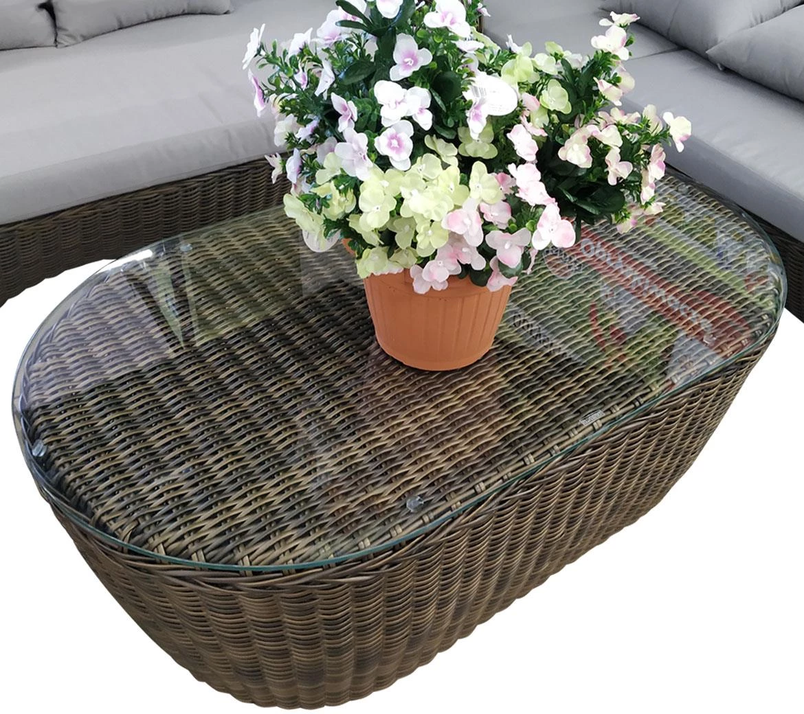 Rodos baštenska garnitura od veštackog ratana braon/bež jastuka