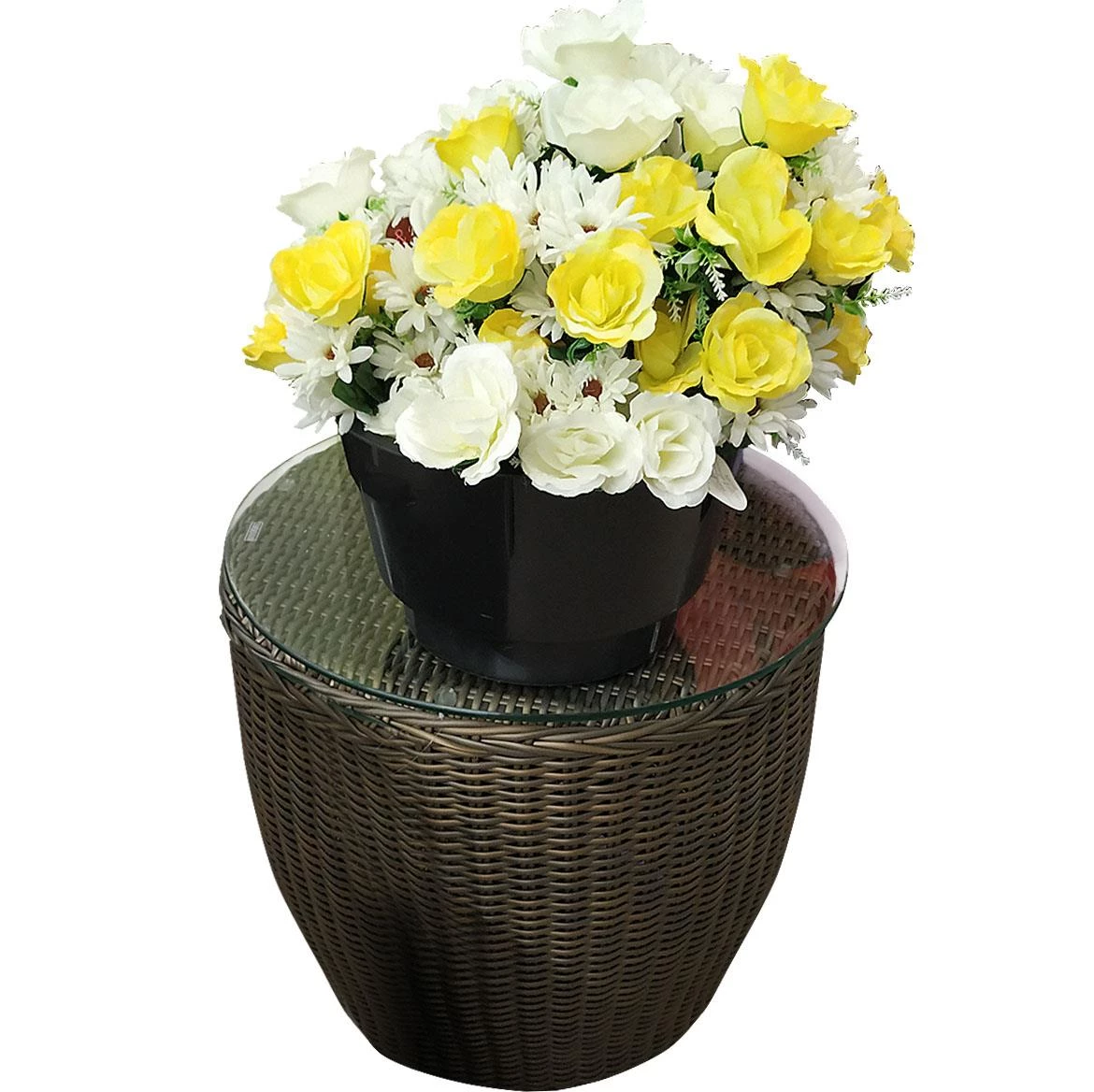 Rodos baštenska garnitura od veštackog ratana braon/bež jastuka