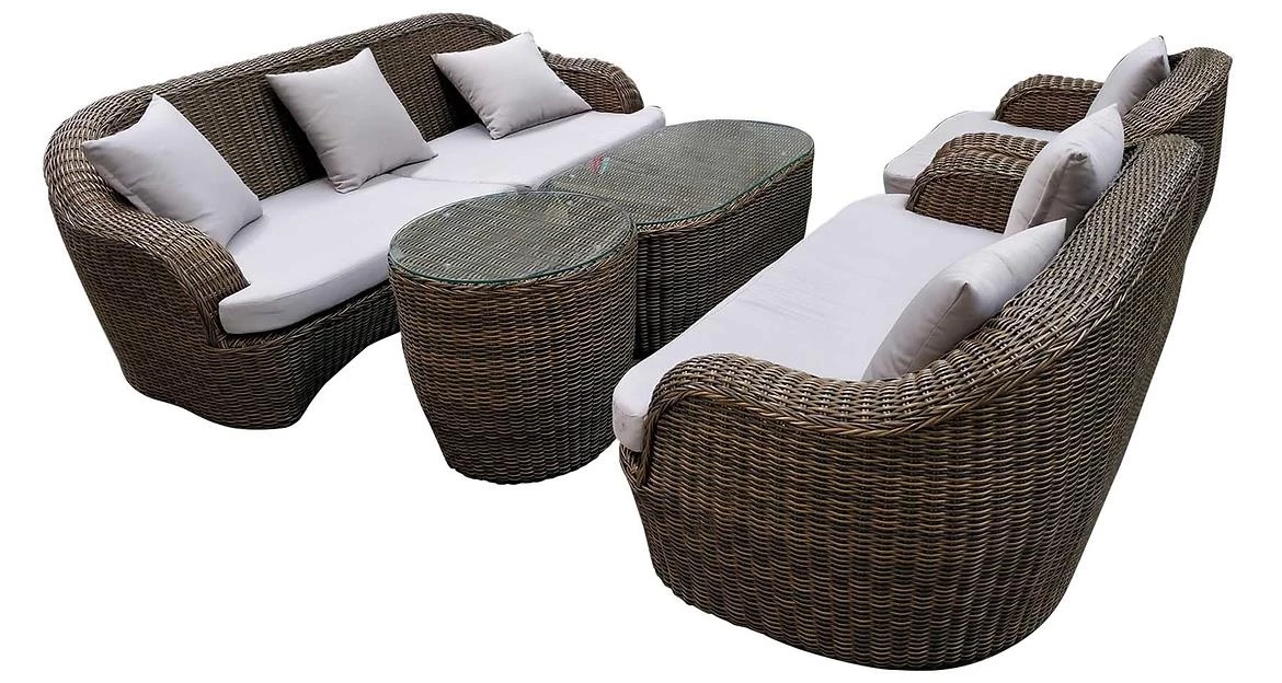 Rodos baštenska garnitura od veštackog ratana braon/bež jastuka