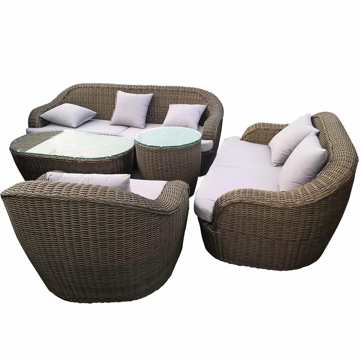 Rodos baštenska garnitura od veštackog ratana braon/bež jastuka