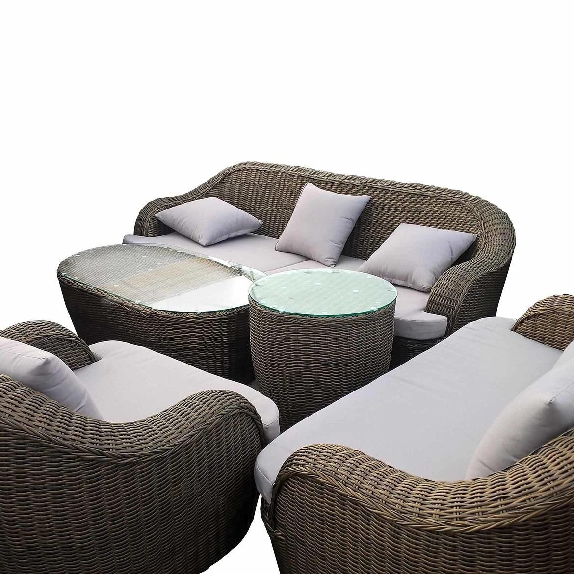 Rodos baštenska garnitura od veštackog ratana braon/bež jastuka