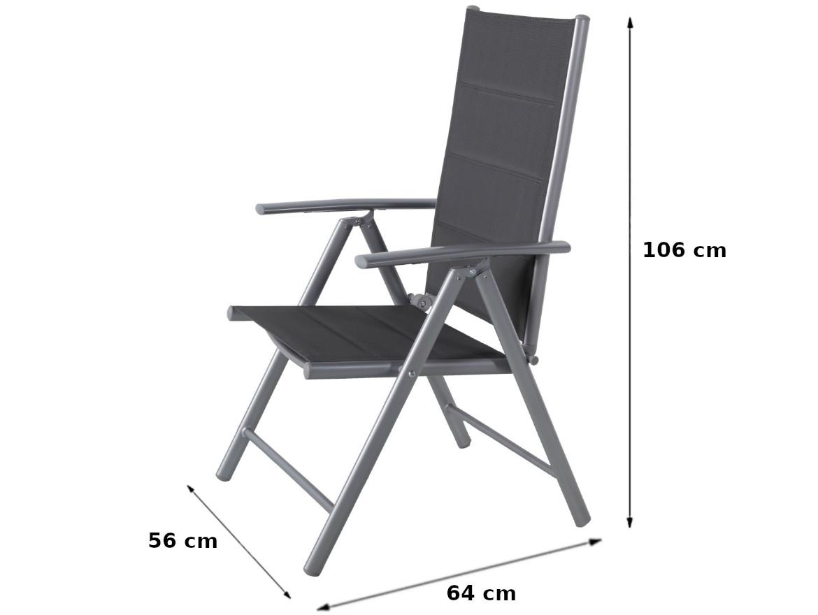 Vigo alu sklopiva stolica 7 pozicija 56x64x106 cm siva