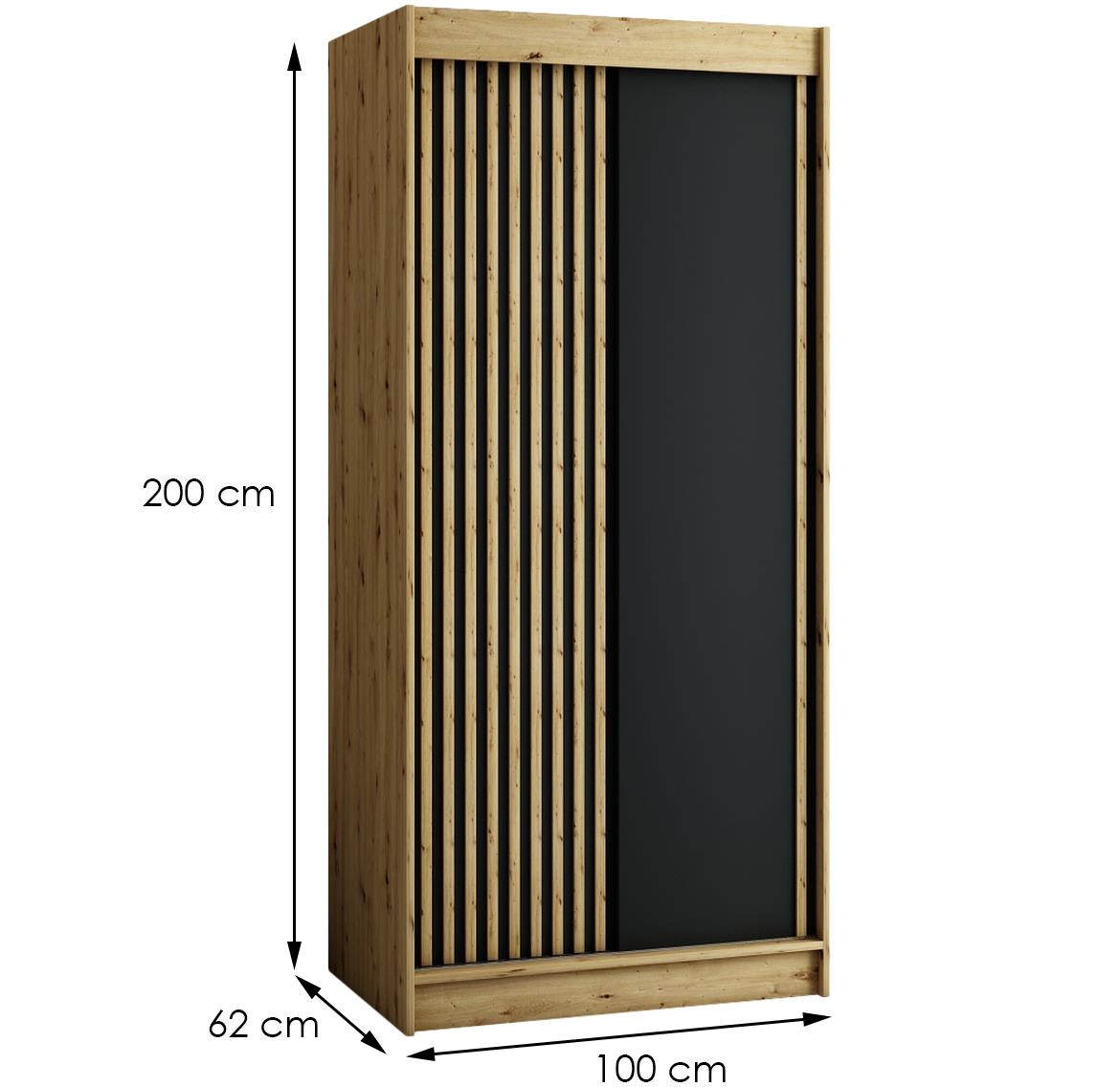 Ormar Lamelo 2 vrata 100x62x200 cm artisan hrast/crna