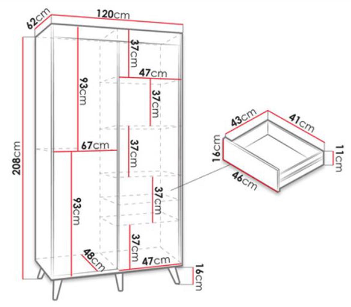 Komplet fioka 46x43x16 cm artisan hrast/crna (2 kom.)