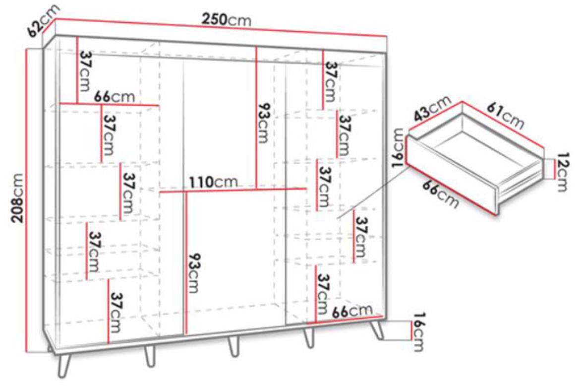 Komplet fioka 66x43x16 cm zlatni hrast (2 kom)