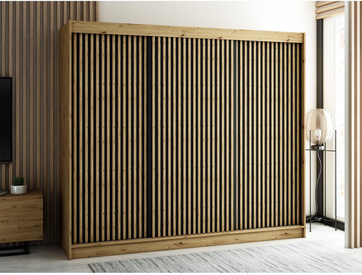Ormar Lamelo 3 vrata 250x62x200 cm artisan hrast/crna