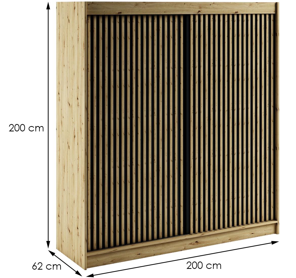 Ormar Lamelo 2 vrata 200x62x200 cm artisan hrast/crna