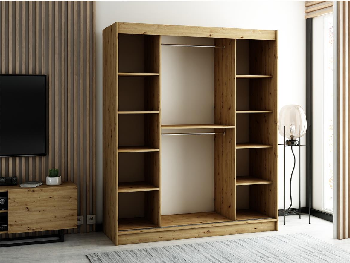 Ormar Lamelo 2 vrata 180x62x200 cm artisan hrast/crna