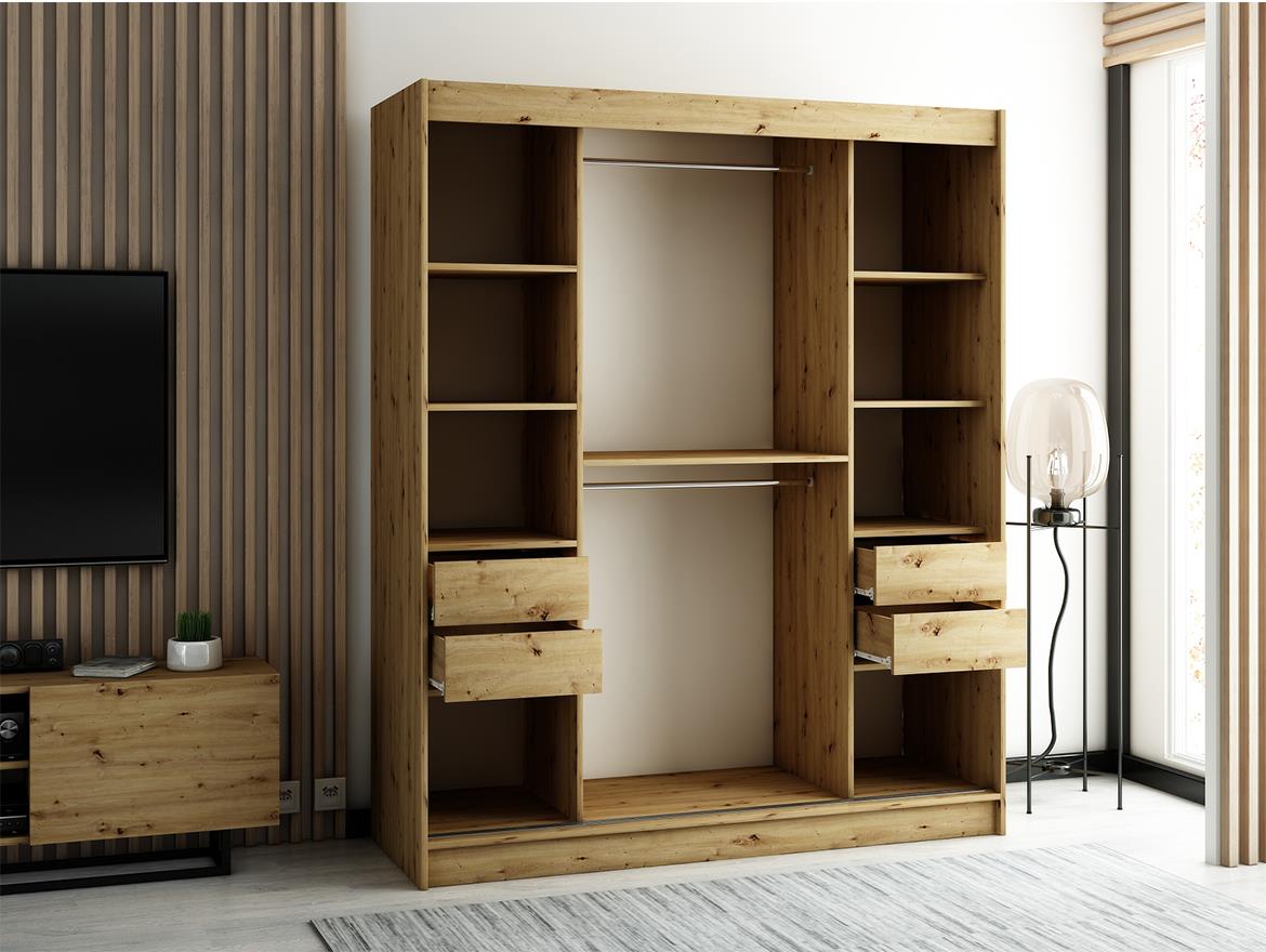 Ormar Lamelo 2 vrata 180x62x200 cm artisan hrast/crna