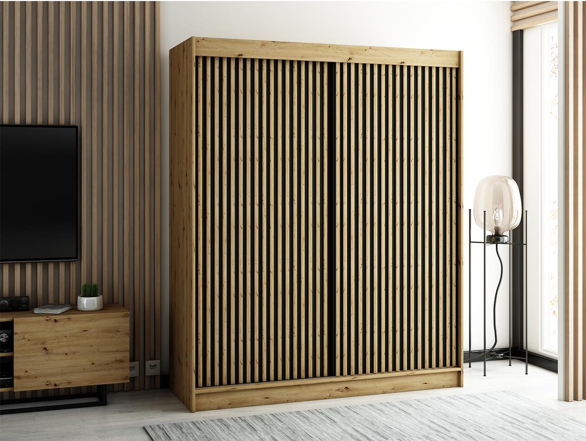Ormar Lamelo 2 vrata 180x62x200 cm artisan hrast/crna