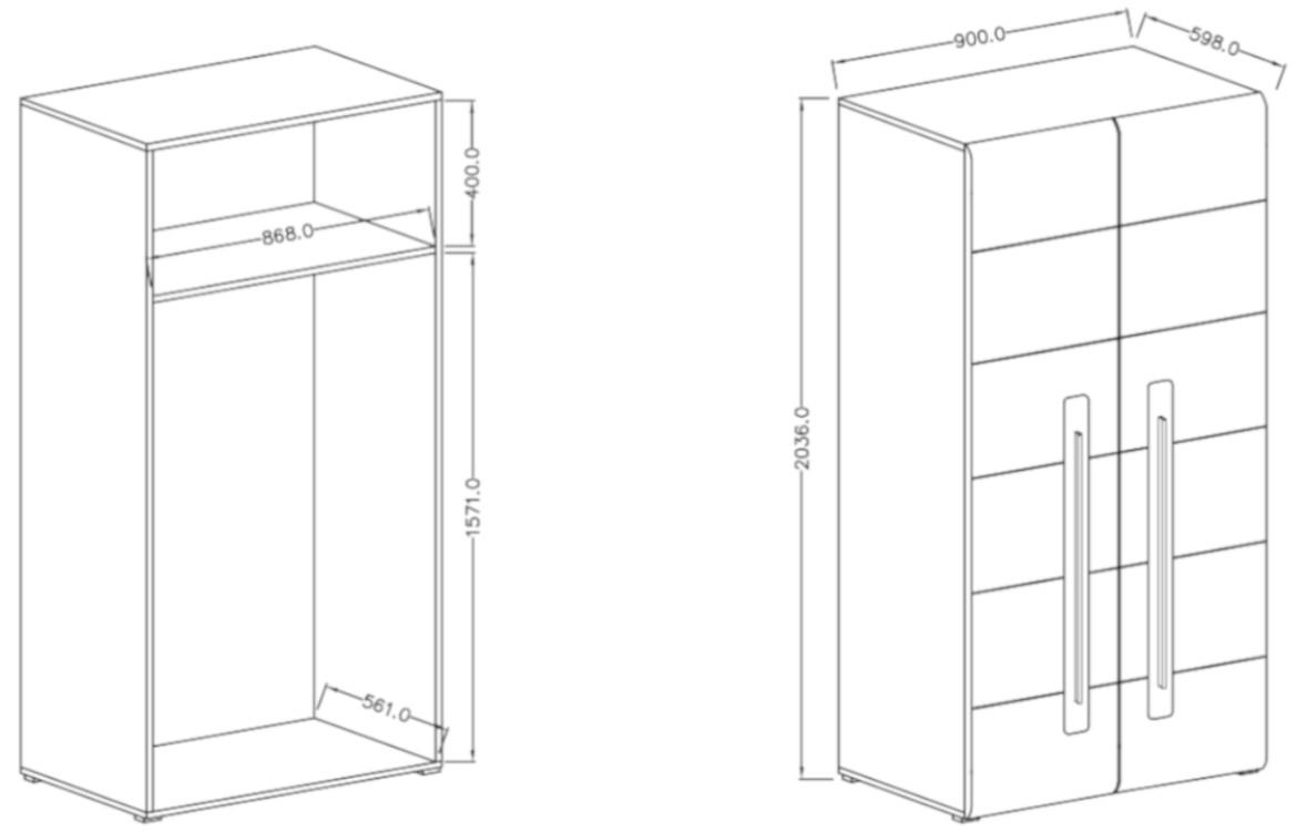 Ormar Tulsa 2 vrata 90x60x204 cm bela visoki sjaj