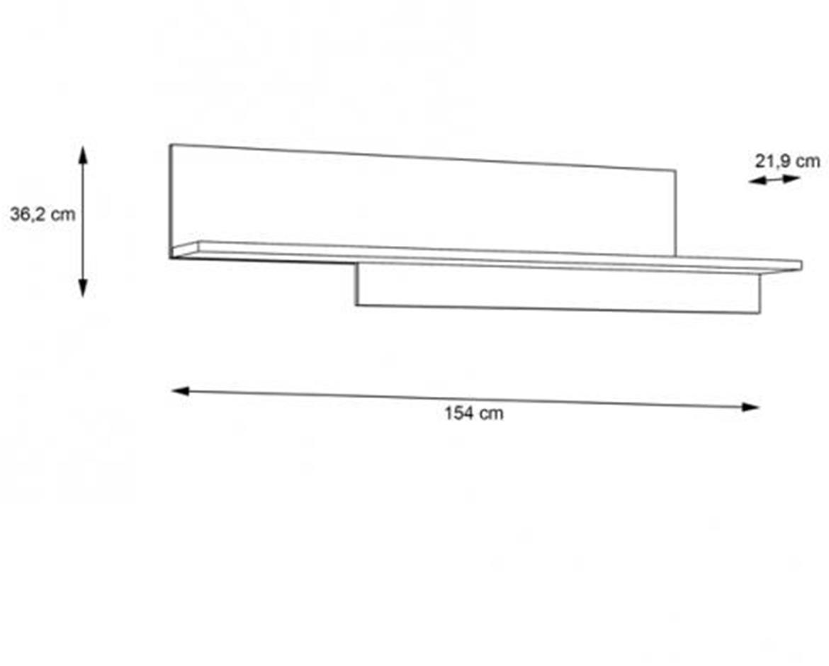 Haruki zidna polica 154x22x36 natur/crna