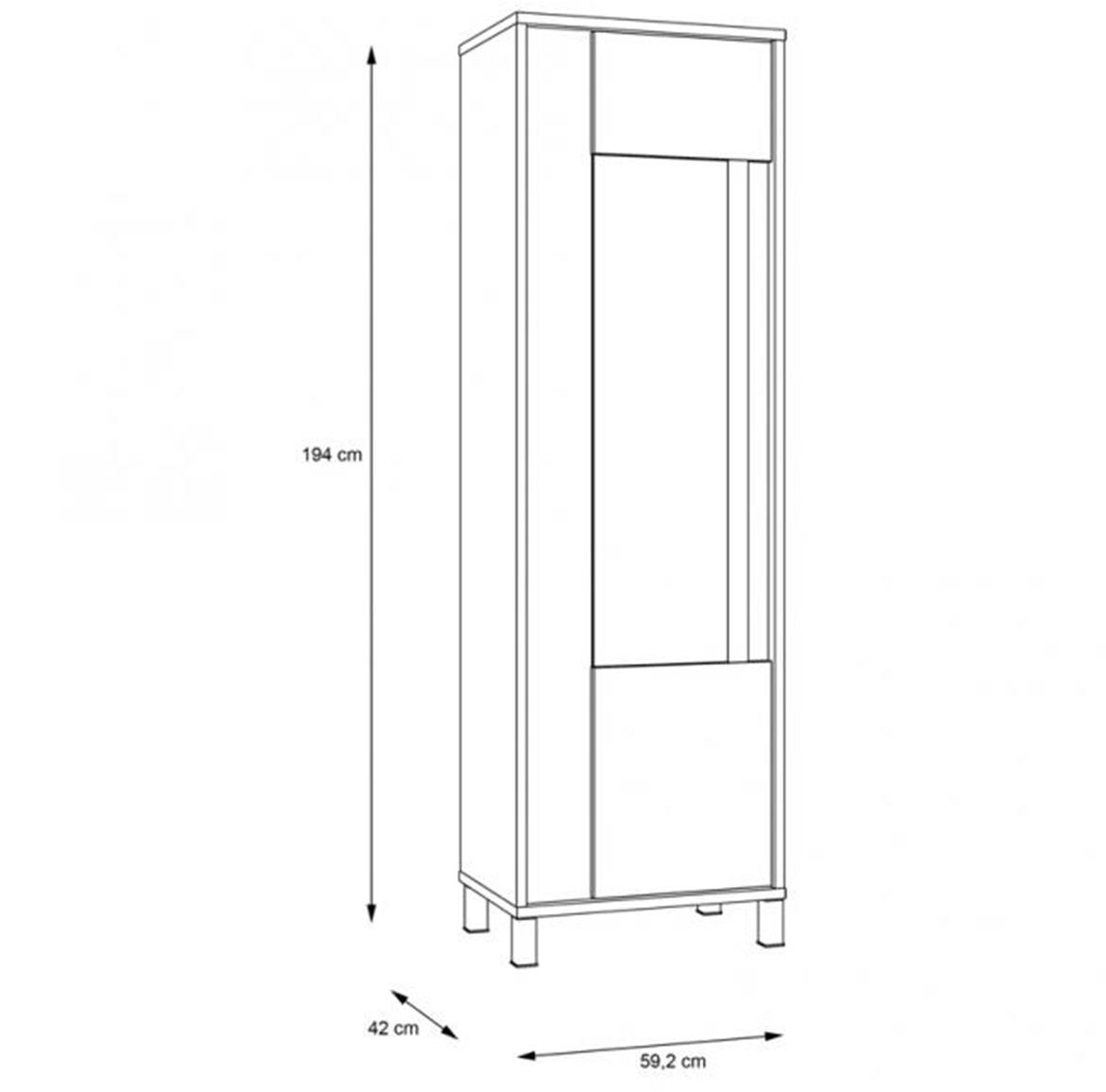 Vitrina Haruki uska 1 vrata 59x42x194 cm