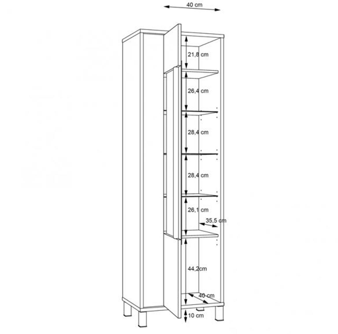 Vitrina Haruki uska 1 vrata 59x42x194 cm