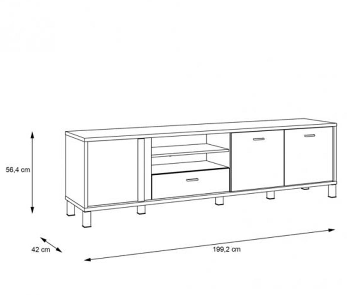 TV komoda Haruki 2 vrata+1 fioka 154,5x42x56,4 cm