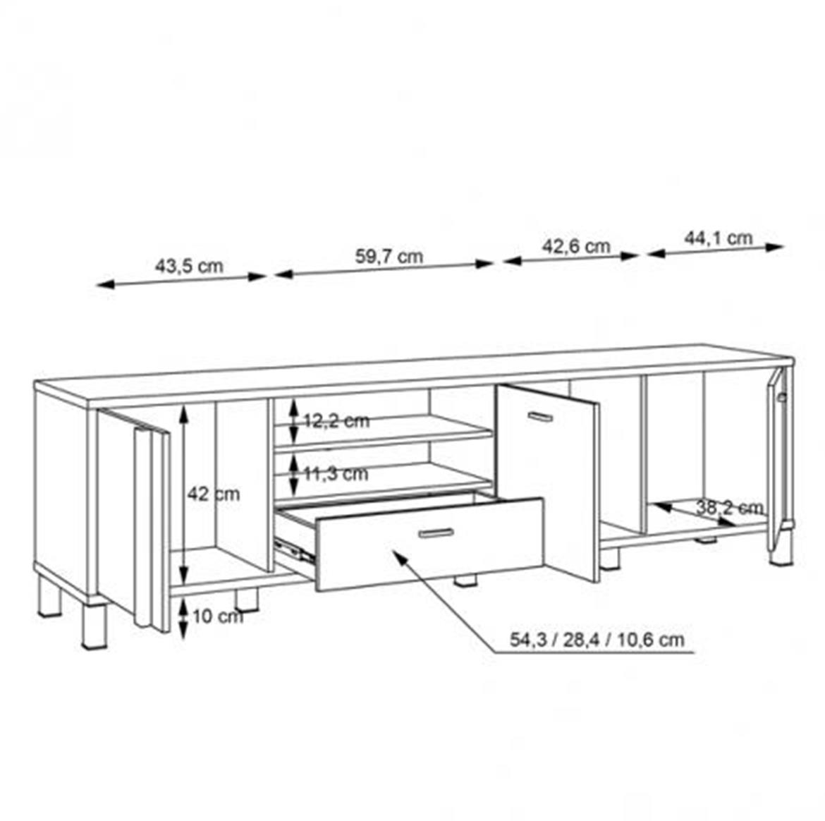 TV komoda Haruki 2 vrata+1 fioka 154,5x42x56,4 cm