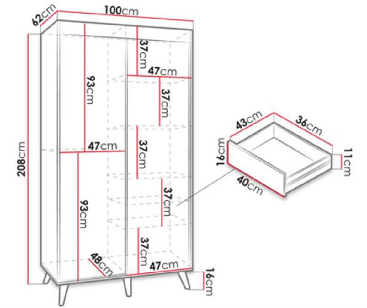 Set fioka 40x43x16 cm zlatni hrast (2 kom.)